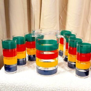Hudsons Bay Multicolor New Pitcher and Plastic Glass Set